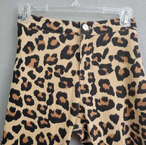 Toast ladies Leopard Print Bell bottom denim pants Medium Stretch Black & Tan - Picture 9 of 9